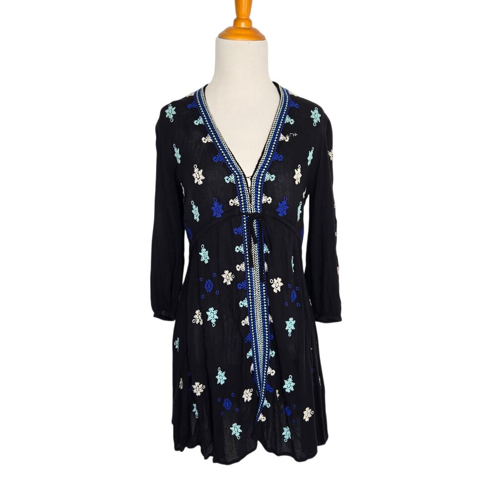 Free People Stargazer Mini Dress Embroidered Boho… - image 2
